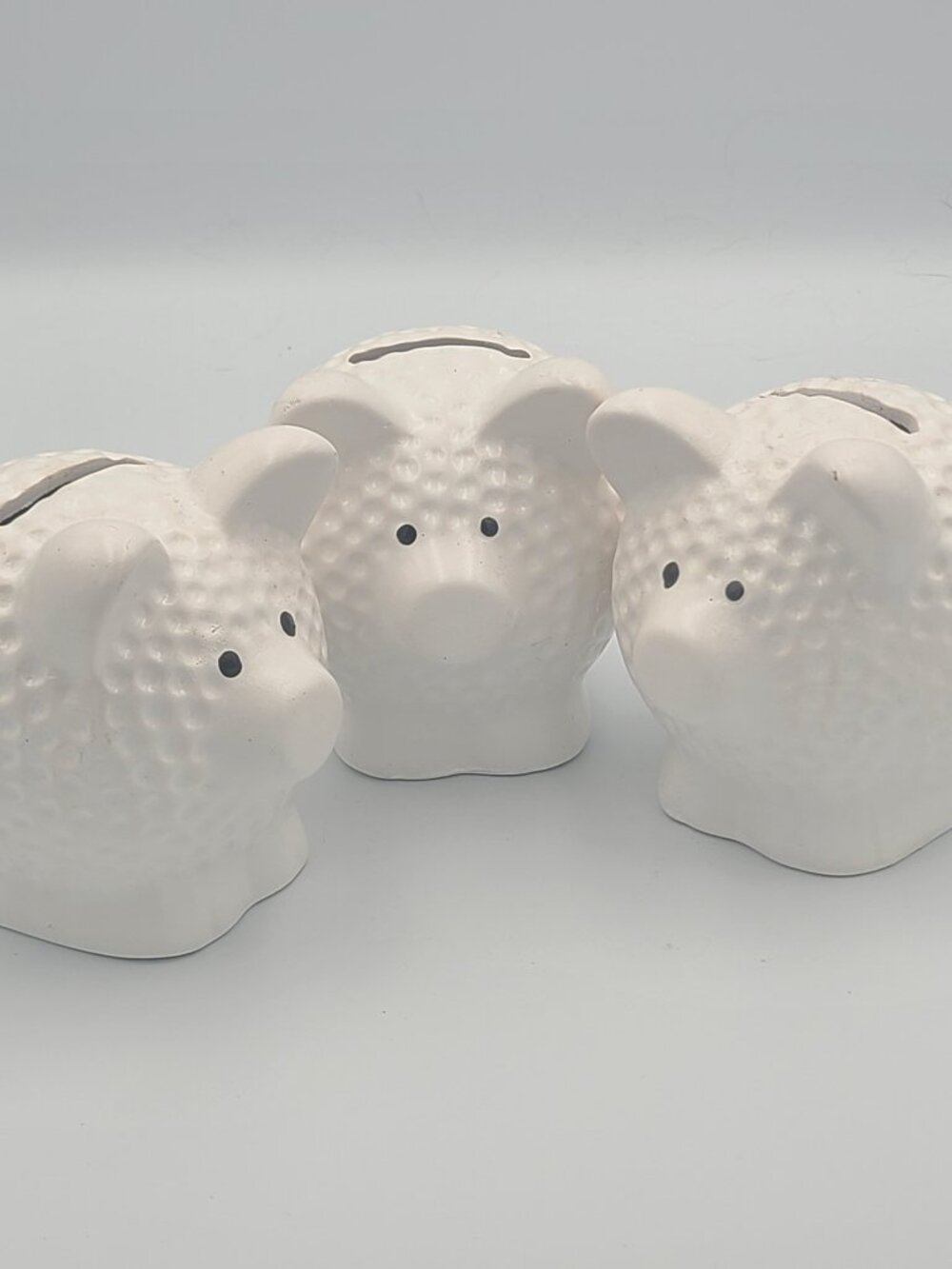 3x Ceramic Golf Ball Shaped Pig Piggy Coin Bank With Rubber Stopper 3.5" x 3.5"